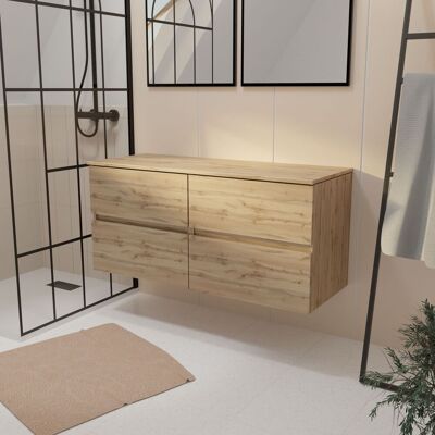AURLANE Mueble de Baño - 120cm, 4 Cajones, Roble Natural - Muebles de Baño AURLANE Mueble de Baño - 120cm, 4 Cajones, Roble Natural - Muebles de Baño