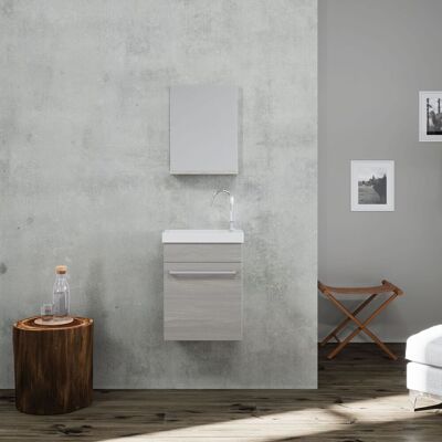 Kiamami Valentina - Mueble de baño colgante - Efecto madera gris - 42cm Kiamami Valentina - Mueble de baño colgante - Efecto madera gris - 42cm