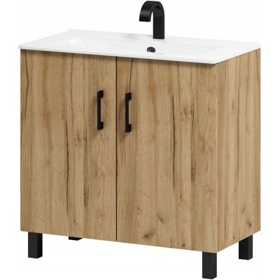 OEM Mueble De Baño Viki 80 Con Lavabo, Roble Craft Dorado OEM Mueble De Baño Viki 80 Con Lavabo, Roble Craft Dorado