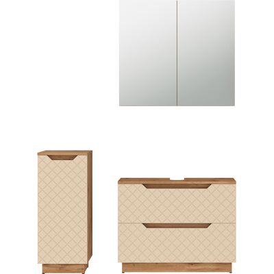 Conjunto De Muebles De Baño De 3 Piezas Lotta, Roble/cachemira Con Estructura De Azulejos, 3 Partes, Vicco Conjunto De Muebles De Baño De 3 Piezas Lotta, Roble/cachemira Con Estructura De Azulejos, 3 Partes, Vicco