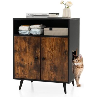 Costway - Mueble Moderno Para Caja De Arena Para Gatos, Escondite Para Baño De Gato Con Entrada, Compartimento Abierto, Gabinete De Madera Para Muebles De Gato, En Interiores (80 X 50 X 57 Cm) Costway - Mueble Moderno Para Caja De Arena Para Gatos, Escondite Para Baño De Gato Con Entrada, Compartimento Abierto, Gabinete De Madera Para Muebles De Gato, En Interiores (80 X 50 X 57 Cm)