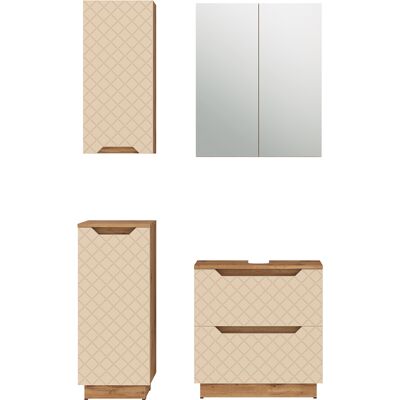 Conjunto De Muebles De Baño Lotta, Roble/cachemira Con Estructura De Azulejos, 4 Partes, Vicco Conjunto De Muebles De Baño Lotta, Roble/cachemira Con Estructura De Azulejos, 4 Partes, Vicco
