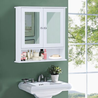 COSTWAY Armario Con Espejo De Baño De Pared Con 2 Puertas 3 Estantes Almacenamiento Para Baño Toalla COSTWAY Armario Con Espejo De Baño De Pared Con 2 Puertas 3 Estantes Almacenamiento Para Baño Toalla