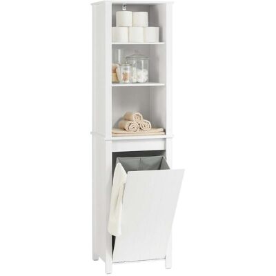 Sobuy - Armario Alto Baño Mueble Columna De Baño Con 3 Estantes Y 1 Cesto 45 X 35 X 171 Cm Blanco Bzr102-w Es Sobuy - Armario Alto Baño Mueble Columna De Baño Con 3 Estantes Y 1 Cesto 45 X 35 X 171 Cm Blanco Bzr102-w Es