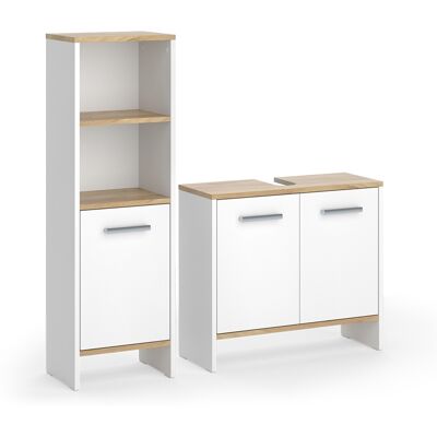 Conjunto De Muebles De Baño Karli, Roble Blanco/dorado, 2 Partes, Vicco Conjunto De Muebles De Baño Karli, Roble Blanco/dorado, 2 Partes, Vicco
