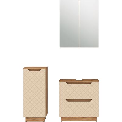 Conjunto De Muebles De Baño De 3 Piezas Lotta, Roble/cachemira Con Estructura De Azulejos, 3 Partes, Vicco Conjunto De Muebles De Baño De 3 Piezas Lotta, Roble/cachemira Con Estructura De Azulejos, 3 Partes, Vicco
