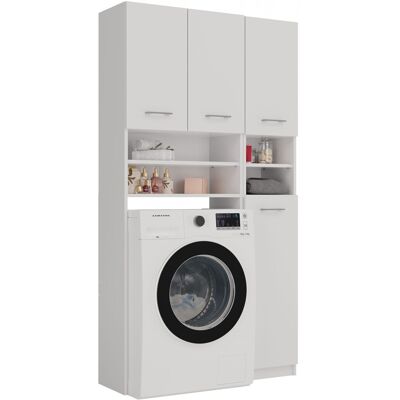 OEM Conjunto De Muebles De Baño: Columna Con Estante Y Mueble Para Lavadora - Blanco Mate, Solución Funcional Para Un Baño Pequeño. OEM Conjunto De Muebles De Baño: Columna Con Estante Y Mueble Para Lavadora - Blanco Mate, Solución Funcional Para Un Baño Pequeño.