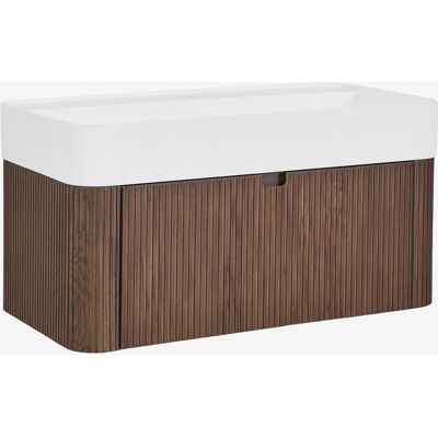 Conjunto De Mueble De Baño Suspendido 80x40 Cm En Madera Con Lavabo Integrado Saioa Sklum Conjunto De Mueble De Baño Suspendido 80x40 Cm En Madera Con Lavabo Integrado Saioa Sklum