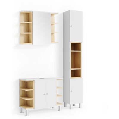 Conjunto de Muebles de Baño Vicco - Blanco/Roble - 3 Piezas - Diseño Elegante Conjunto de Muebles de Baño Vicco - Blanco/Roble - 3 Piezas - Diseño Elegante