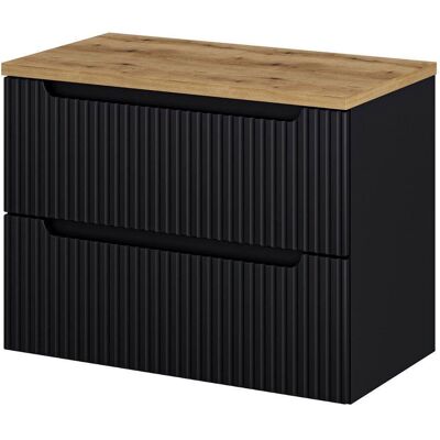 HELLOSHOP26 Mueble Bajo Lavabo Baño Almacenamiento Diseño Con 2 Cajones 81 X 60 X 40 Cm Negro Efecto Roble 030010012 HELLOSHOP26 Mueble Bajo Lavabo Baño Almacenamiento Diseño Con 2 Cajones 81 X 60 X 40 Cm Negro Efecto Roble 030010012