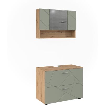 Conjunto De Muebles De Baño Irma, Verde Salvia, 2 Partes, Vicco Conjunto De Muebles De Baño Irma, Verde Salvia, 2 Partes, Vicco