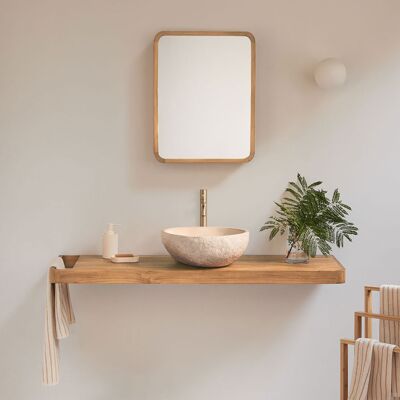 Conjunto De Mueble De Baño 130x45 Cm Suspendido En Madera De Teca Neill Sklum Conjunto De Mueble De Baño 130x45 Cm Suspendido En Madera De Teca Neill Sklum