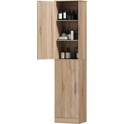 JHY DESIGN Mueble Columna De Baño Con 2 Puertas Y 4 Estantes Ajustables, 40 X 35 X 180 Cm, Madera Natural. JHY DESIGN Mueble Columna De Baño Con 2 Puertas Y 4 Estantes Ajustables, 40 X 35 X 180 Cm, Madera Natural.