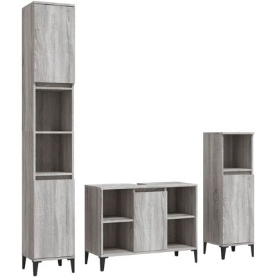 Conjunto de muebles de baño gris Sonoma vidaXL - 3 piezas Conjunto de muebles de baño gris Sonoma vidaXL - 3 piezas