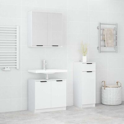 Conjunto de Muebles de Baño blanco vidaXL 3 piezas de madera contrachapada - Set de Muebles de Baño Conjunto de Muebles de Baño blanco vidaXL 3 piezas de madera contrachapada - Set de Muebles de Baño