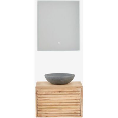 Conjunto De Mueble De Baño Suspendido 60x45 Cm En Madera Deleyna Sklum Conjunto De Mueble De Baño Suspendido 60x45 Cm En Madera Deleyna Sklum
