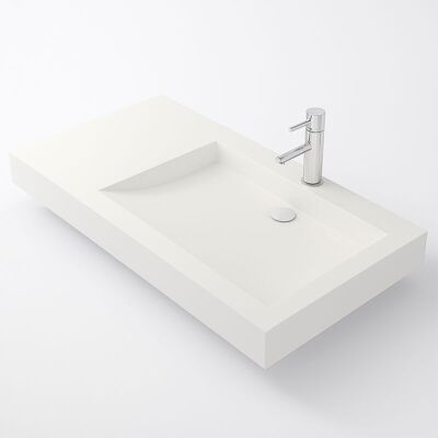 Ambra - Lavabo De Baño Suspendido Blanco De 80 Cm, En Solidsurface - Passoa D Ambra - Lavabo De Baño Suspendido Blanco De 80 Cm, En Solidsurface - Passoa D