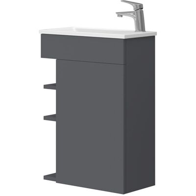 Vicco - Conjunto De Muebles De Baño Amadeo, Antracita, 2 Partes, Con Lavabo Vicco - Conjunto De Muebles De Baño Amadeo, Antracita, 2 Partes, Con Lavabo