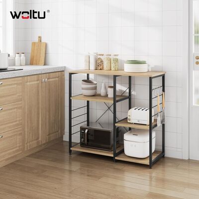 Woltu Scaffale Per Cucina Porta Microonde Forno A 4 Ripiani In Acciaio Legno Rovere Woltu Scaffale Per Cucina Porta Microonde Forno A 4 Ripiani In Acciaio Legno Rovere