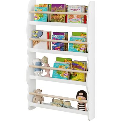 Woltu Libreria Da Parete Per Bambini. Piccola Libreria Frontale A 4 Ripiani In Legno. Scaffale Porta Libri A Muro Per Cameretta. Bianco Woltu Libreria Da Parete Per Bambini. Piccola Libreria Frontale A 4 Ripiani In Legno. Scaffale Porta Libri A Muro Per Cameretta. Bianco