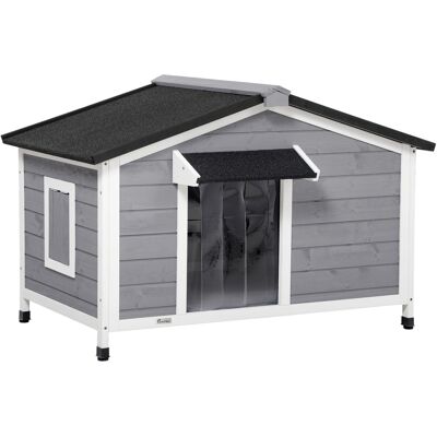 JHY DESIGN Cuccia Per Cani In Stile Rustico - 2 Finestre, Porta, Tetto Apribile Rivestito In Bitume - Dimensioni 109 X 79 X 72 Cm - Legno Di Abete Grigio JHY DESIGN Cuccia Per Cani In Stile Rustico - 2 Finestre, Porta, Tetto Apribile Rivestito In Bitume - Dimensioni 109 X 79 X 72 Cm - Legno Di Abete Grigio