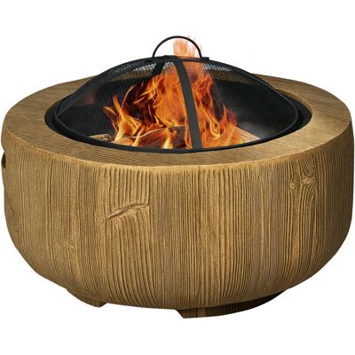 JHY DESIGN Brasero Con Forma De Tocón De Árbol, Rejilla Protectora Contra Chispas, Parrilla Para Carbón, Atizador, Ø61,5 X 39 Cm JHY DESIGN Brasero Con Forma De Tocón De Árbol, Rejilla Protectora Contra Chispas, Parrilla Para Carbón, Atizador, Ø61,5 X 39 Cm