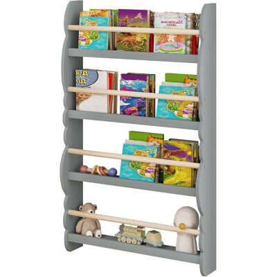 Woltu Libreria Da Parete Per Bambini. Piccola Libreria Frontale A Ripiani In Legno. Scaffale Porta Libri A Muro Per Cameretta.grigio Woltu Libreria Da Parete Per Bambini. Piccola Libreria Frontale A Ripiani In Legno. Scaffale Porta Libri A Muro Per Cameretta.grigio