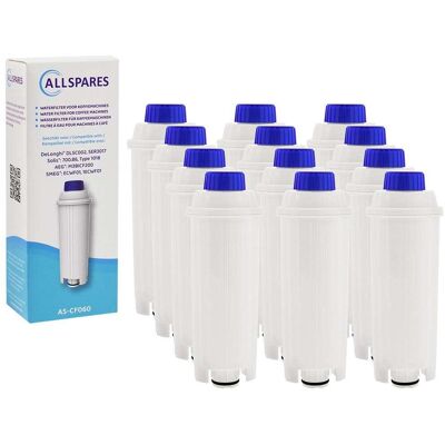 Allspares - Filtro De Agua (12 Unidades) Apto Para Cafeteras De La Serie Ecam, Filtro De Repuesto Para Delonghi Dlsc002 / Ser3017 Allspares - Filtro De Agua (12 Unidades) Apto Para Cafeteras De La Serie Ecam, Filtro De Repuesto Para Delonghi Dlsc002 / Ser3017