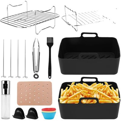 OEM Juego De Accesorios Para Freidora De Aire, Kit De 22 Piezas, Herramientas De Silicona Duraderas, Color Negro. OEM Juego De Accesorios Para Freidora De Aire, Kit De 22 Piezas, Herramientas De Silicona Duraderas, Color Negro.