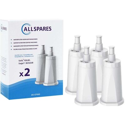 Allspares - Filtro De Agua (4 Unidades) Compatible Con Cafeteras Sage, Filtro De Repuesto Para Claro Swiss Ses008 / Bes008 Allspares - Filtro De Agua (4 Unidades) Compatible Con Cafeteras Sage, Filtro De Repuesto Para Claro Swiss Ses008 / Bes008