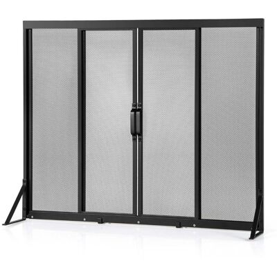 HELLOSHOP26 Mampara De Chimenea Con Puertas Correderas 89 X 72 Cm Protección Contra Chispas Diseño Moderno En Metal Negro 200013307 HELLOSHOP26 Mampara De Chimenea Con Puertas Correderas 89 X 72 Cm Protección Contra Chispas Diseño Moderno En Metal Negro 200013307