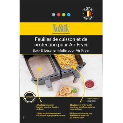 Nostik - 26×14 cm - Hojas rectangulares de horneado/ protección - Accesorio para freidora de aire Nostik - 26×14 cm - Hojas rectangulares de horneado/ protección - Accesorio para freidora de aire