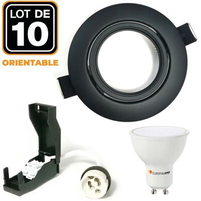 Europalamp - 10 Downlights Empotrables Negro Mate Con Gu10 Led 5w Eqv. 40w Blanco Neutro 4500k Europalamp - 10 Downlights Empotrables Negro Mate Con Gu10 Led 5w Eqv. 40w Blanco Neutro 4500k
