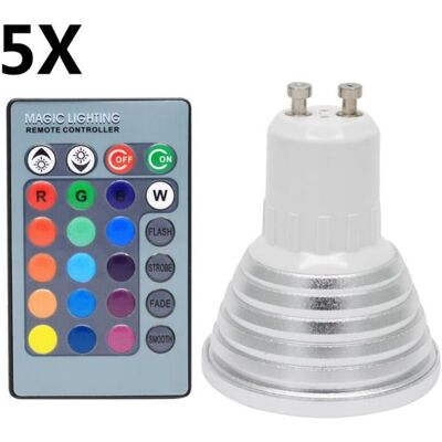 ZVD Bombilla Led Gu10 Rgb De 3 W - 16 Colores, Control Remoto ZVD Bombilla Led Gu10 Rgb De 3 W - 16 Colores, Control Remoto