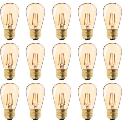 JUSCH Bombilla Led Vintage E27, St45, Fácil De Convertir (1 W = 10 W), Bombilla Incandescente, Blanco Cálido 2200 K, Base Mediana E27, Lámpara De Noche, Vidrio Dorado, No Regulable, Paquete De 15 JUSCH Bombilla Led Vintage E27, St45, Fácil De Convertir (1 W = 10 W), Bombilla Incandescente, Blanco Cálido 2200 K, Base Mediana E27, Lámpara De Noche, Vidrio Dorado, No Regulable, Paquete De 15