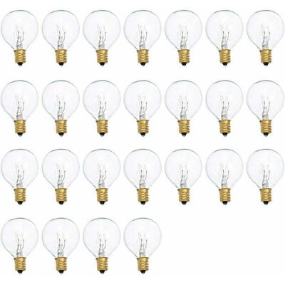 Jalleria - Bombillas De Repuesto G40 De Tungsteno, 7 W, 220-240 V, Globo Transparente, Casquillo E12, Paquete De 25, Blanco Frío. Jalleria - Bombillas De Repuesto G40 De Tungsteno, 7 W, 220-240 V, Globo Transparente, Casquillo E12, Paquete De 25, Blanco Frío.