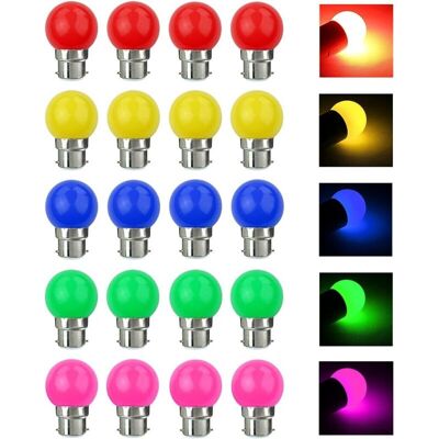 ANPVIZ Bombillas Led De Color B22 De 3 W, Equivalente A 30 W, 240 Lm, Casquillo De Bayoneta B22, Cadena De Luces Led Multicolor Para Hogar, Bar Y Fiesta (paquete De 20) ANPVIZ Bombillas Led De Color B22 De 3 W, Equivalente A 30 W, 240 Lm, Casquillo De Bayoneta B22, Cadena De Luces Led Multicolor Para Hogar, Bar Y Fiesta (paquete De 20)