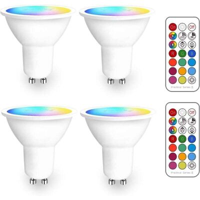 KZQ Focos Led Gu10 Rgb Con Cambio De Color, Bombillas Led Rgbw Regulables Con Control Remoto Por Infrarrojos, Focos Led Blanco Cálido (2700k – 6500k) (paquete De 4) KZQ Focos Led Gu10 Rgb Con Cambio De Color, Bombillas Led Rgbw Regulables Con Control Remoto Por Infrarrojos, Focos Led Blanco Cálido (2700k – 6500k) (paquete De 4)