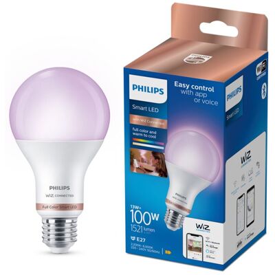 Philips - Bombilla Inteligente Standard E27 13 W 1521 Lm 2200-6500 K Full Colors Philips - Bombilla Inteligente Standard E27 13 W 1521 Lm 2200-6500 K Full Colors