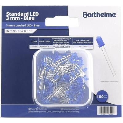 Conjunto de LEDs azules Barthelme 3mm - Difusor - 1500 mcd - 30° Conjunto de LEDs azules Barthelme 3mm - Difusor - 1500 mcd - 30°