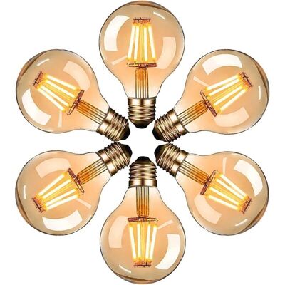 OEM Bombillas Led Edison, Estilo Vintage G80 E27 4w, Luz Blanca Cálida 2700k, Bombilla Retro, No Regulable, Paquete De 6 Unidades - Crezuo OEM Bombillas Led Edison, Estilo Vintage G80 E27 4w, Luz Blanca Cálida 2700k, Bombilla Retro, No Regulable, Paquete De 6 Unidades - Crezuo