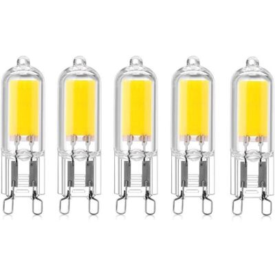 DPZO 5 Cápsulas Led Cob De 2w Con Base G9, 220v, 200 Lúmenes, Equivalentes A Bombillas Halógenas De 10w-20w, Para Lámparas De Araña, De Escritorio Y Apliques De Pared, Luz Blanca Cálida De 3000k [clase Ene DPZO 5 Cápsulas Led Cob De 2w Con Base G9, 220v, 200 Lúmenes, Equivalentes A Bombillas Halógenas De 10w-20w, Para Lámparas De Araña, De Escritorio Y Apliques De Pared, Luz Blanca Cálida De 3000k [clase Ene