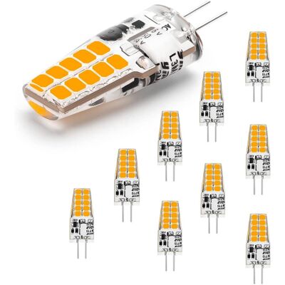 JSSEVN Bombillas Led G4, Ac/dc 12v, 250lm Blanco Cálido 3000k, Sin Parpadeo, 5w, Reemplazan A Las Halógenas De 30w, No Regulables, Paquete De 10 JSSEVN Bombillas Led G4, Ac/dc 12v, 250lm Blanco Cálido 3000k, Sin Parpadeo, 5w, Reemplazan A Las Halógenas De 30w, No Regulables, Paquete De 10