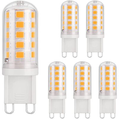 JUSCH 6 Bombillas Led G9, 3 W (40 W), 430 Lm, 3000 K, 220-240 V, Cri85, Ahorro De Energía, Base Cerámica Estándar, Luz Blanca Cálida JUSCH 6 Bombillas Led G9, 3 W (40 W), 430 Lm, 3000 K, 220-240 V, Cri85, Ahorro De Energía, Base Cerámica Estándar, Luz Blanca Cálida