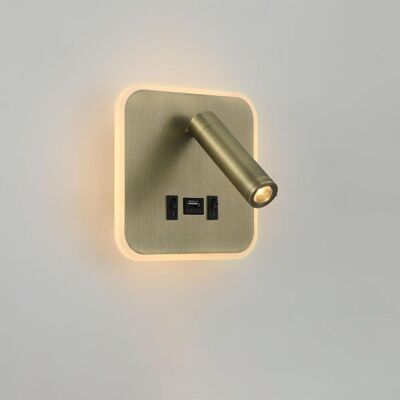 CYSLMUK Applique Murale Led Avec 2 Interrupteurs, Port De Chargement Usb, Applique Murale À Intensité Variable Pour Chambre À Coucher, 3000k (3w+10w). CYSLMUK Applique Murale Led Avec 2 Interrupteurs, Port De Chargement Usb, Applique Murale À Intensité Variable Pour Chambre À Coucher, 3000k (3w+10w).