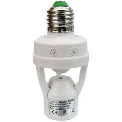 DPZO Portalámparas Con Detector De Movimiento Pir. Bombillas Con Base E27 Para Uso En Interiores Con Ajuste De Tiempo Y Luz. DPZO Portalámparas Con Detector De Movimiento Pir. Bombillas Con Base E27 Para Uso En Interiores Con Ajuste De Tiempo Y Luz.