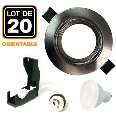 Europalamp - 20 Focos Empotrados Alu Brushed Con Gu10 Led De 5w Eqv. 40w Blanco Cálido 2700k Europalamp - 20 Focos Empotrados Alu Brushed Con Gu10 Led De 5w Eqv. 40w Blanco Cálido 2700k