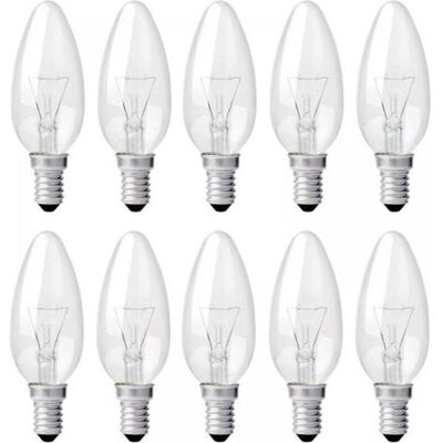 ENLENK Bombilla Incandescente Vela E14 40w 230v, Bombilla Llama E14, Regulable Blanco Cálido 2700k, 400lm, Bombilla Transparente C35, Para Candelabro, Lámpara De Escritorio, Paquete De 10 ENLENK Bombilla Incandescente Vela E14 40w 230v, Bombilla Llama E14, Regulable Blanco Cálido 2700k, 400lm, Bombilla Transparente C35, Para Candelabro, Lámpara De Escritorio, Paquete De 10