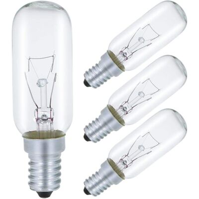 JUSCH Bombilla Para Campana Extractora E14 40 W, T25 230 V, Incandescente, Blanco Cálido 2700 K, Regulable, Paquete De 4 JUSCH Bombilla Para Campana Extractora E14 40 W, T25 230 V, Incandescente, Blanco Cálido 2700 K, Regulable, Paquete De 4