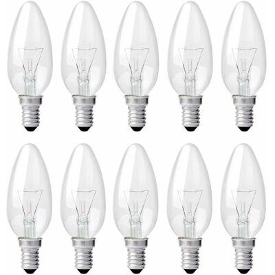 ENLENK Bombilla De Vela Clara E14 40w, Bombilla Incandescente Regulable, Blanco Cálido 2700k, 400lm, Bombilla De Llama, Bombillas De Vela E14 Con Rosca Edison, Paquete De 10 ENLENK Bombilla De Vela Clara E14 40w, Bombilla Incandescente Regulable, Blanco Cálido 2700k, 400lm, Bombilla De Llama, Bombillas De Vela E14 Con Rosca Edison, Paquete De 10